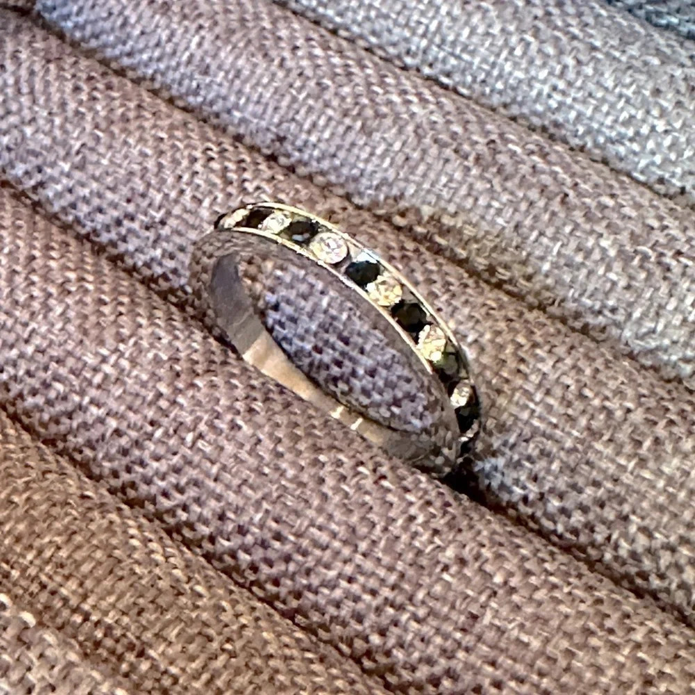 Waterproof Black And White CZ Stainless Steel Eternity Band Stack Ring - Picture 7 of 7